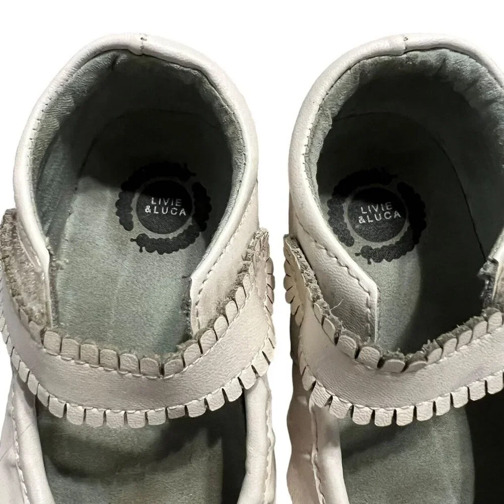 Livie & Luca Sz 8 White Pearl Ruche Mary Jane Shoes
